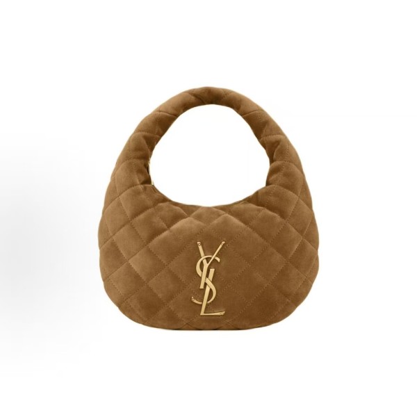 SAINT LAURENT YSL Icarino BABY quilted bronze decorative handbag, small size for women, brown